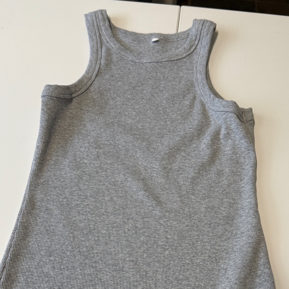 Gray Ribbed Tank Top